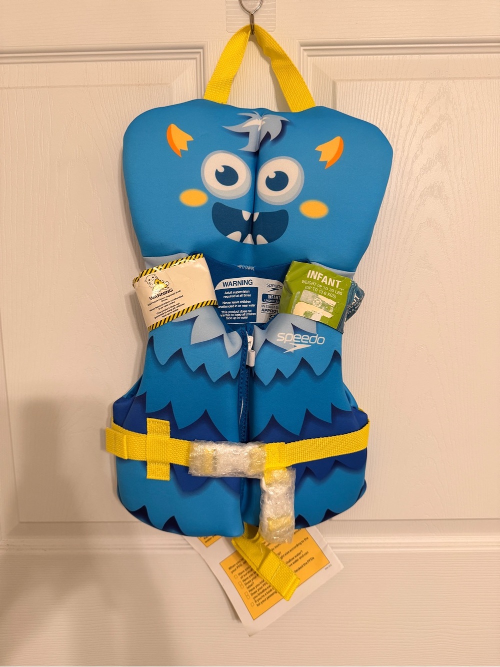 Speedo Blue Monster Infant Swim Vest with Yellow Straps